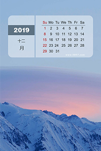 2019年12月日歷手機壁紙