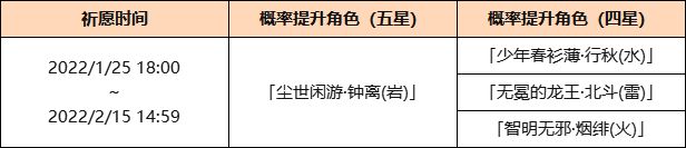 《原神》「陵藪市朝」祈愿：「塵寰閑游·鐘離(巖)」概率UP！